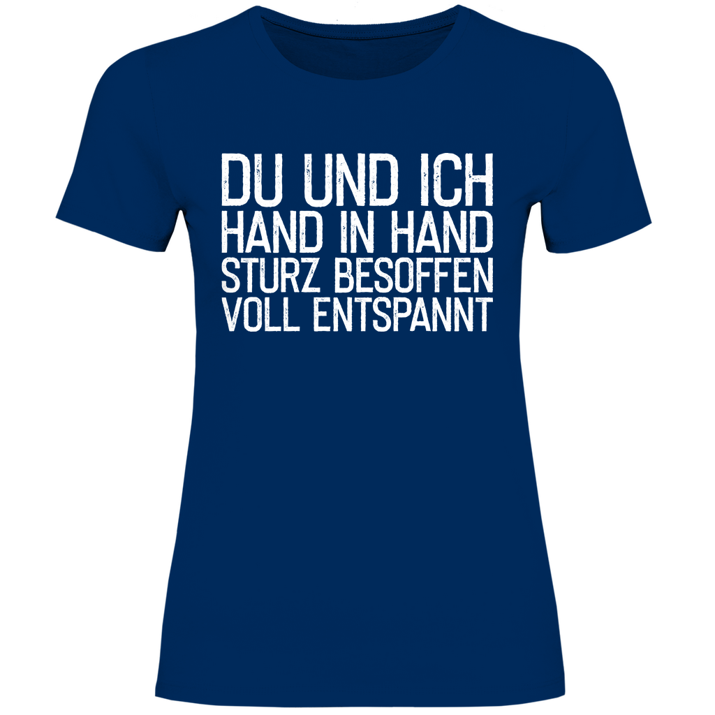 Du und ich Hand in Hand - Damenshirt Navy