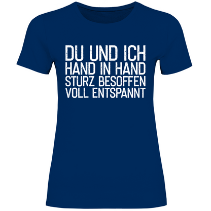 Du und ich Hand in Hand - Damenshirt Navy