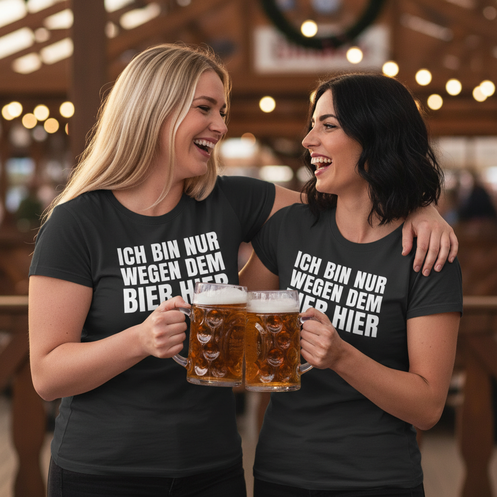 Ich bin nur wegen dem Bier hier - Damenshirt