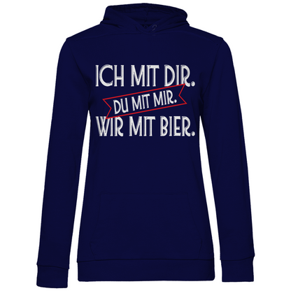 Ich mit dir. Du mit mir. Wir mit Bier. - Damen Hoodie Navy Blue