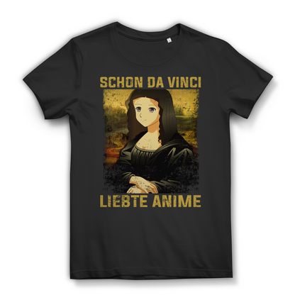 Damen T-Shirt Schon da Vinci liebte Anime Mona Lisa Bio Baumwolle Black