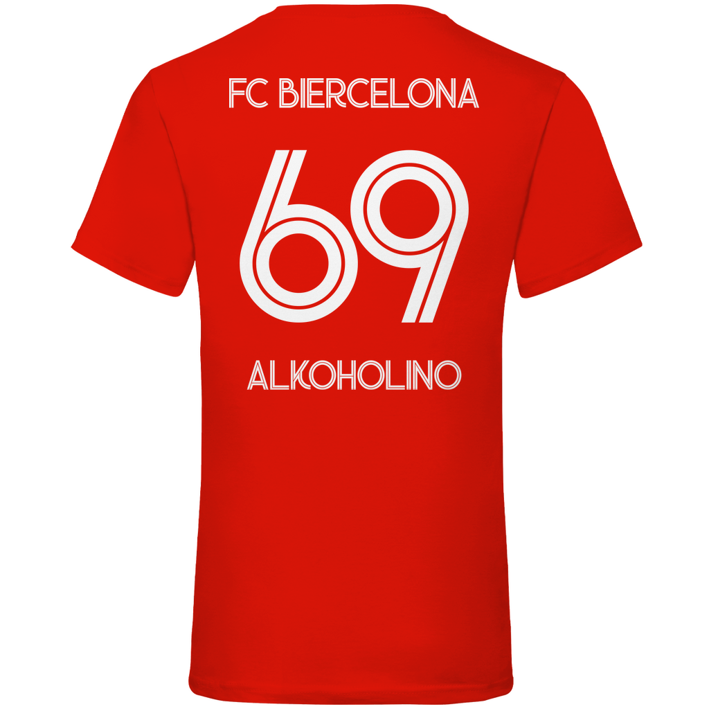 FC Biercelona Alkoholino 69 Fußball - Herren V-Neck Shirt Red