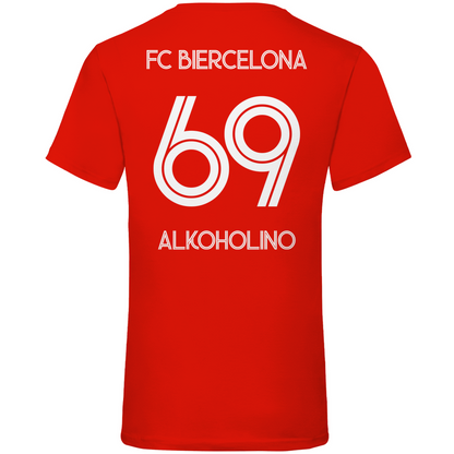 FC Biercelona Alkoholino 69 Fußball - Herren V-Neck Shirt Red