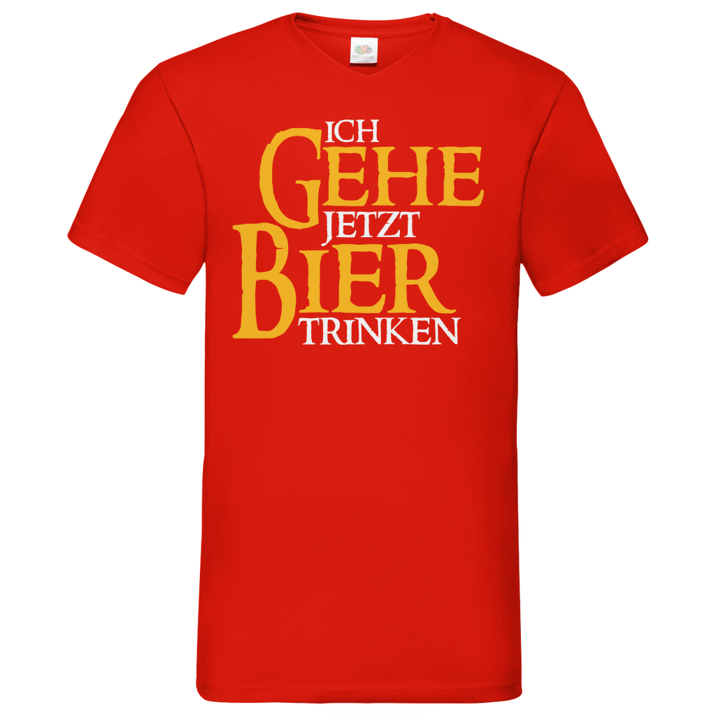 Ich gehe jetzt Bier trinken HDR - Beidseitiger Druck - Herren V-Neck Shirt Red