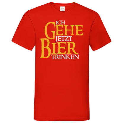 Ich gehe jetzt Bier trinken HDR - Beidseitiger Druck - Herren V-Neck Shirt Red