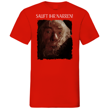 Sauft ihr Narren! Der Herr der Ringe Gandalf - Herren V-Neck Shirt Red