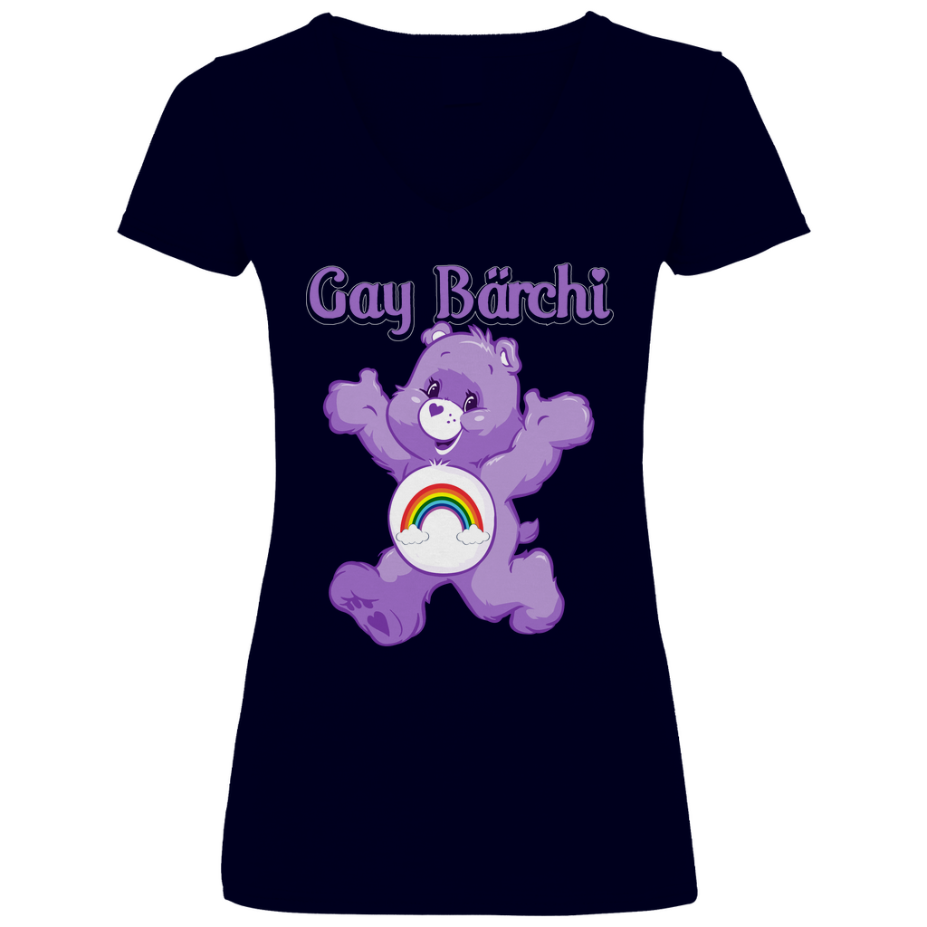 Gay Bärchi - Glücksbärchi - V-Neck Damenshirt Deep Navy