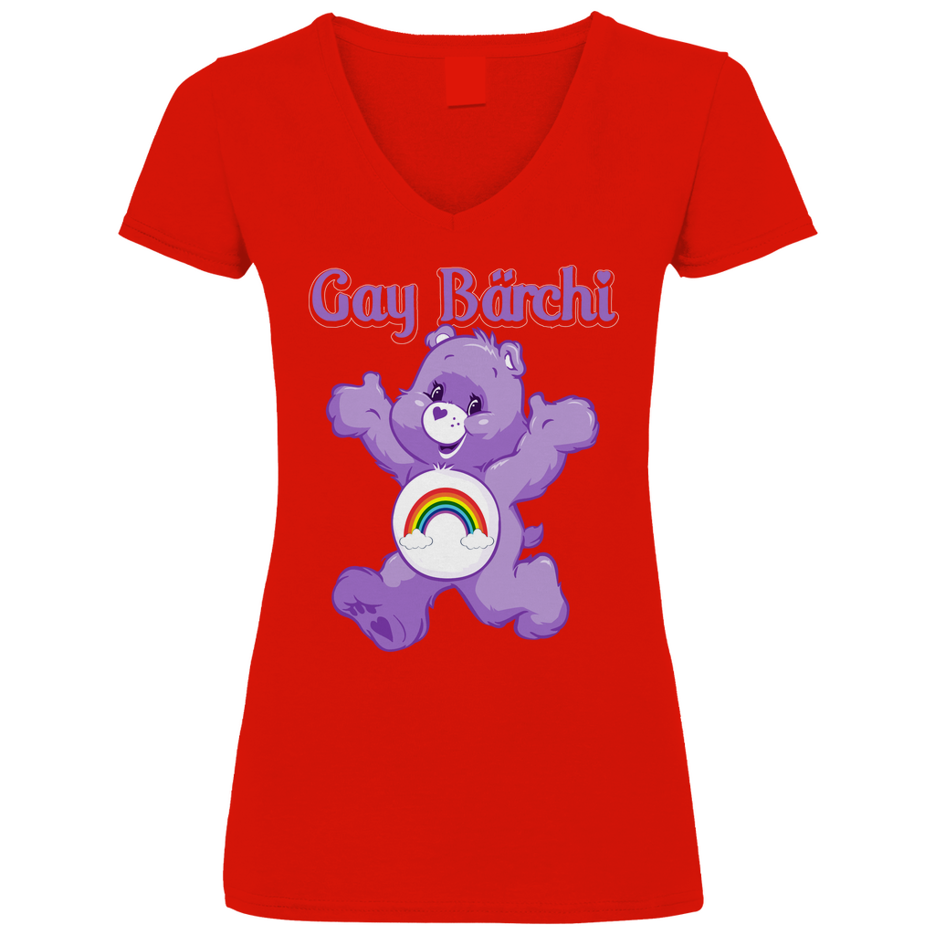 Gay Bärchi - Glücksbärchi - V-Neck Damenshirt Red XS