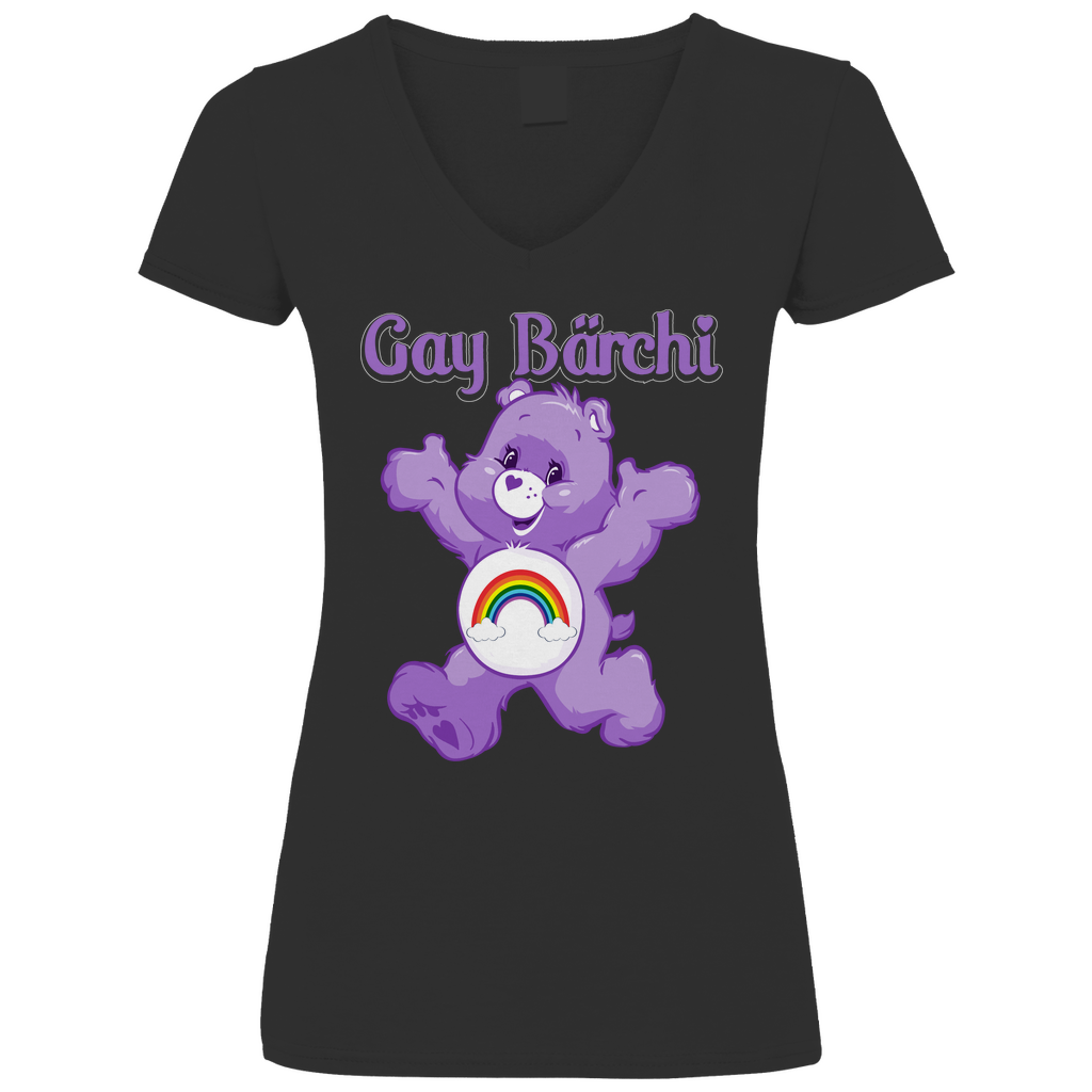 Gay Bärchi - Glücksbärchi - V-Neck Damenshirt Black