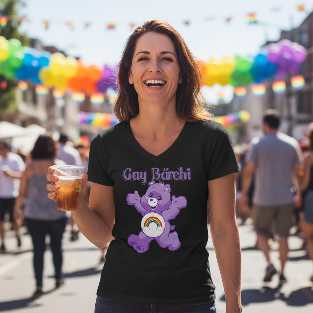 Gay Bärchi - Glücksbärchi - V-Neck Damenshirt