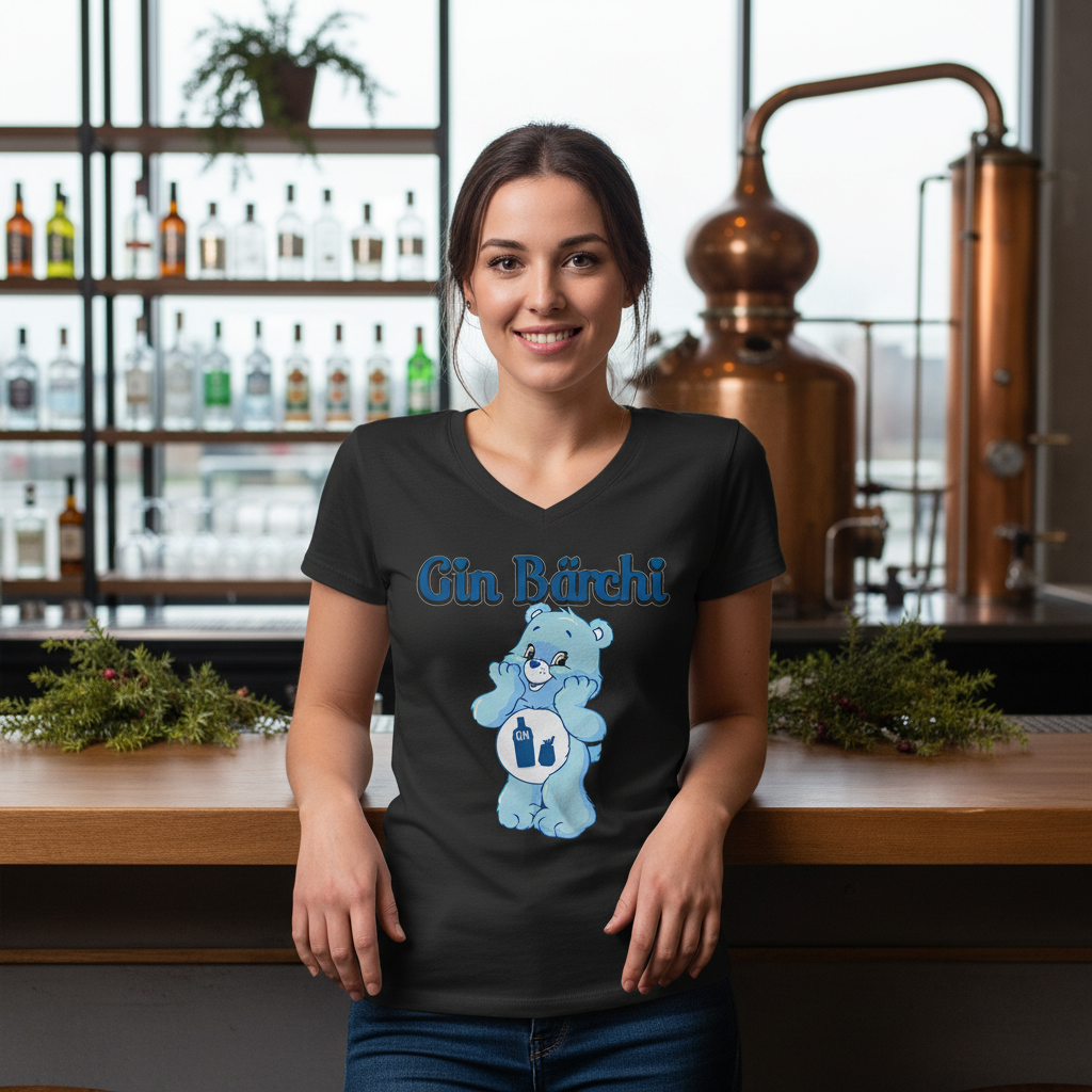 Gin Bärchi - Glücksbärchi - V-Neck Damenshirt