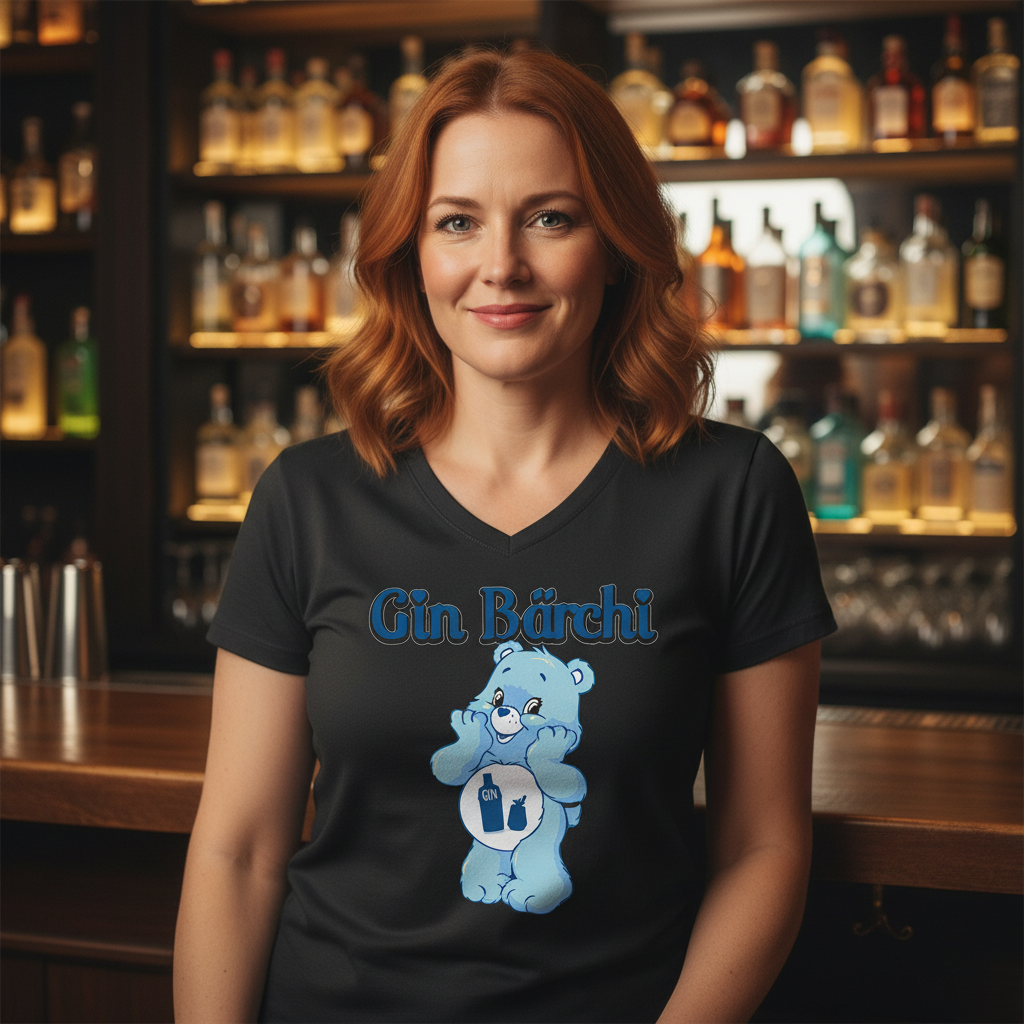 Gin Bärchi - Glücksbärchi - V-Neck Damenshirt