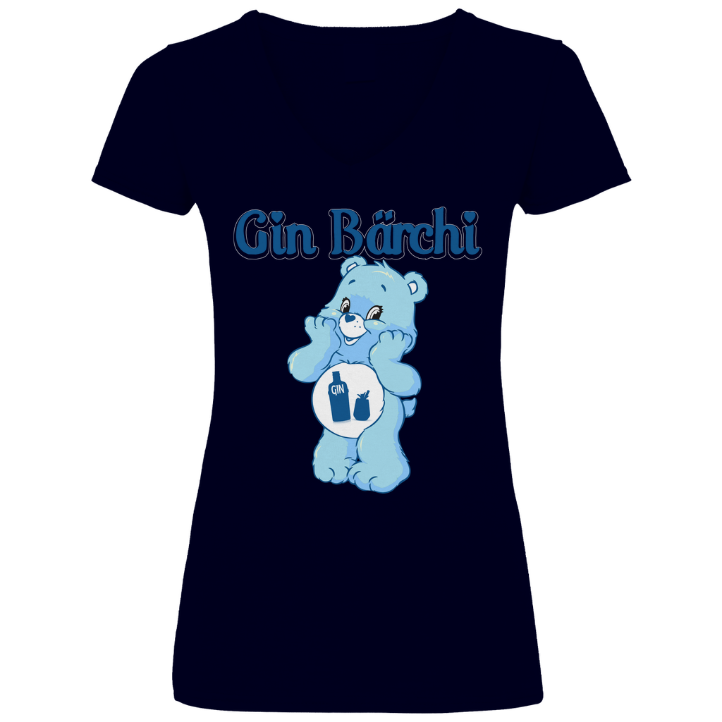 Gin Bärchi - Glücksbärchi - V-Neck Damenshirt Deep Navy