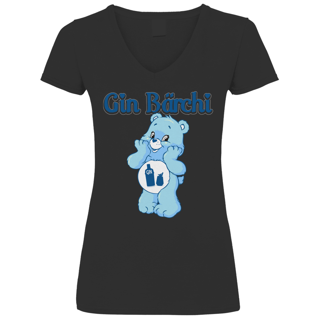 Gin Bärchi - Glücksbärchi - V-Neck Damenshirt Black