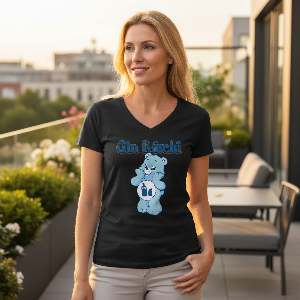 Gin Bärchi - Glücksbärchi - V-Neck Damenshirt