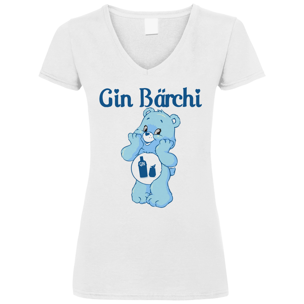 Gin Bärchi - Glücksbärchi - V-Neck Damenshirt White