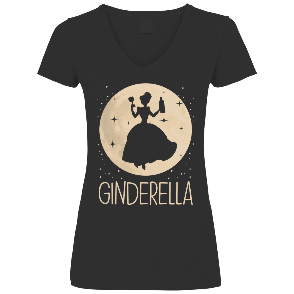 Mond Prinzessin - Ginderella - V-Neck Damenshirt Black