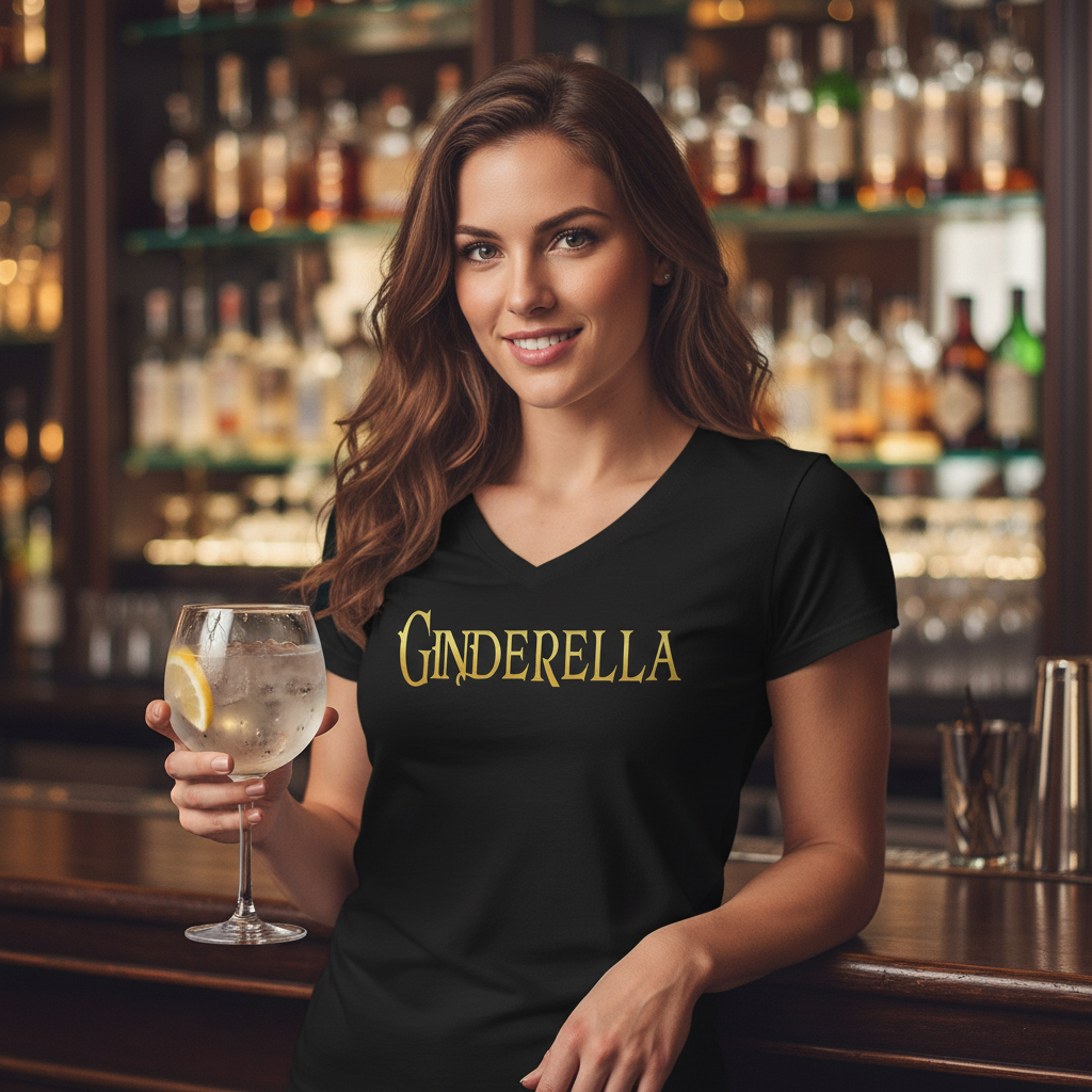 Ginderella - Prinzessin Gold - V-Neck Damenshirt