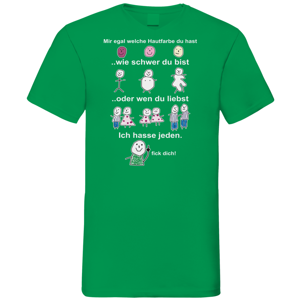 Mir egal welche Hautfarbe du hast - Herren V-Neck Shirt Kelly Green