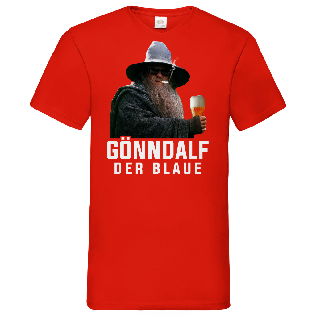 Gönndalf´s Rückkehr - Beidseitiger Druck - Herren V-Neck Shirt Red