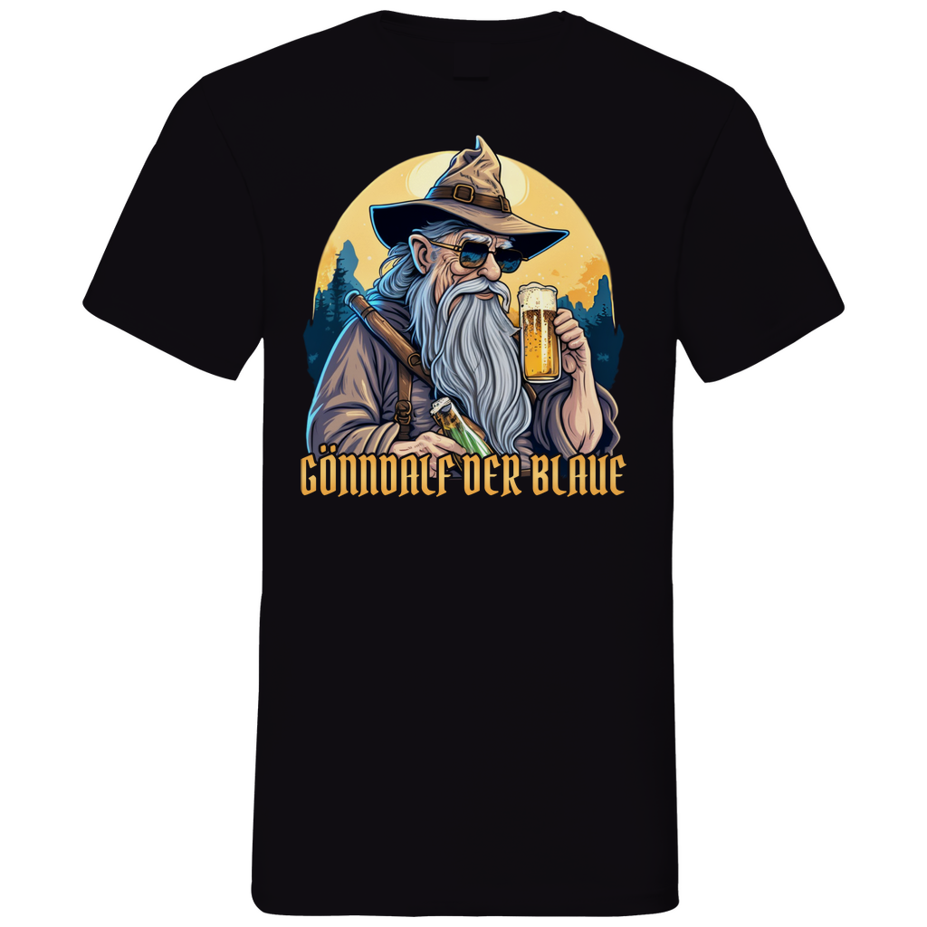 Gönndalf der Blaue Gandalf Toon - Beidseitiger Druck - Herren V-Neck Shirt Black