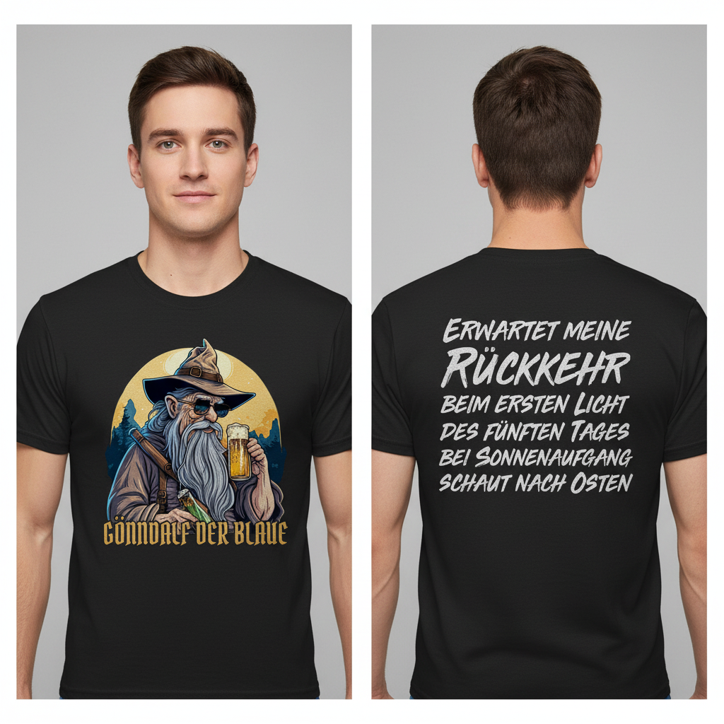Gönndalf der Blaue Gandalf Toon - Beidseitiger Druck - Herren Shirt