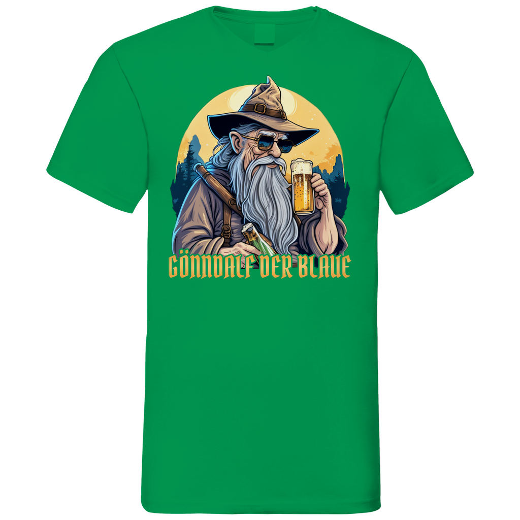Gönndalf der Blaue Gandalf Toon - Beidseitiger Druck - Herren V-Neck Shirt Kelly Green