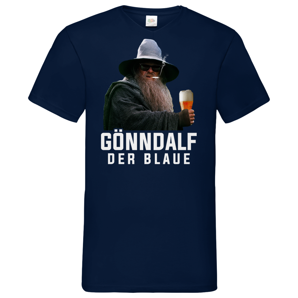 Gönndalf´s Rückkehr - Beidseitiger Druck - Herren V-Neck Shirt Navy
