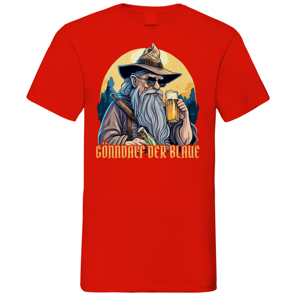 Gönndalf der Blaue Gandalf Toon - Beidseitiger Druck - Herren V-Neck Shirt Red