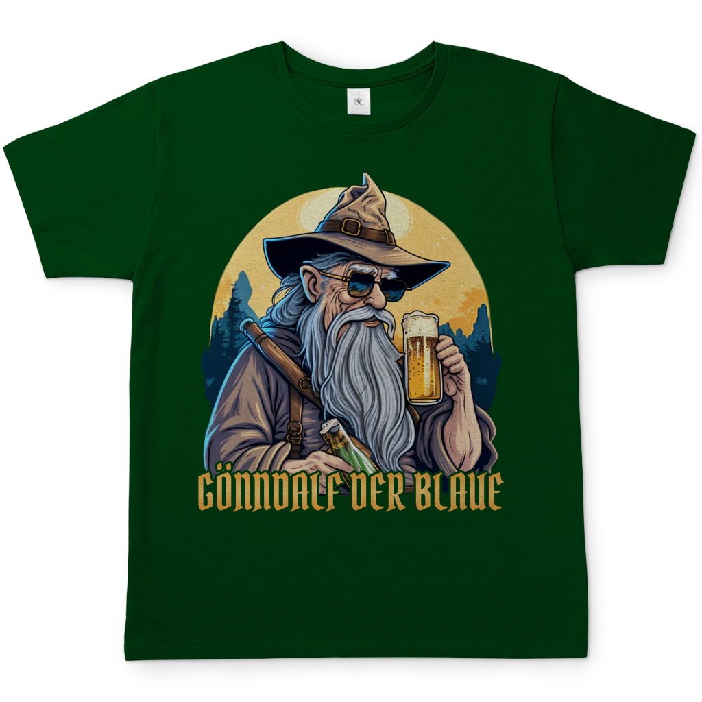 Gönndalf der Blaue Gandalf Toon - Beidseitiger Druck - Herren Shirt Bottle Green