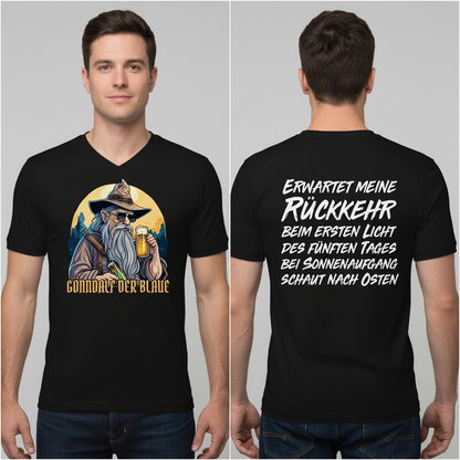 Gönndalf der Blaue Gandalf Toon - Beidseitiger Druck - Herren V-Neck Shirt