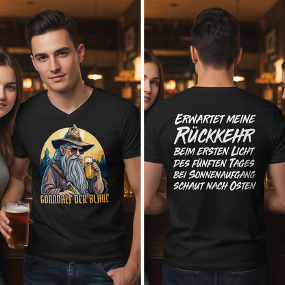 Gönndalf der Blaue Gandalf Toon - Beidseitiger Druck - Herren V-Neck Shirt
