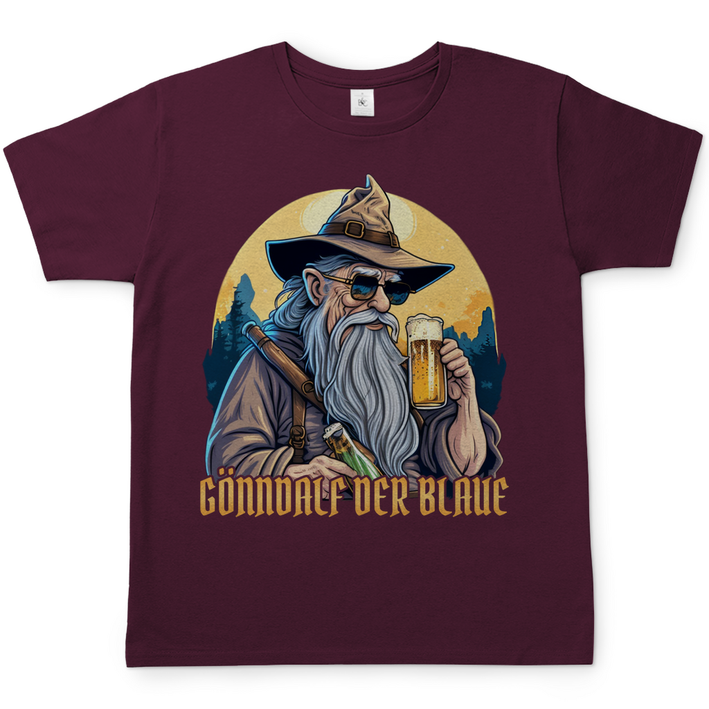 Gönndalf der Blaue Gandalf Toon - Beidseitiger Druck - Herren Shirt Burgundy