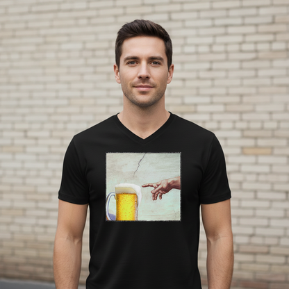 Gottes Hand mit Bier - Herren V-Neck Shirt
