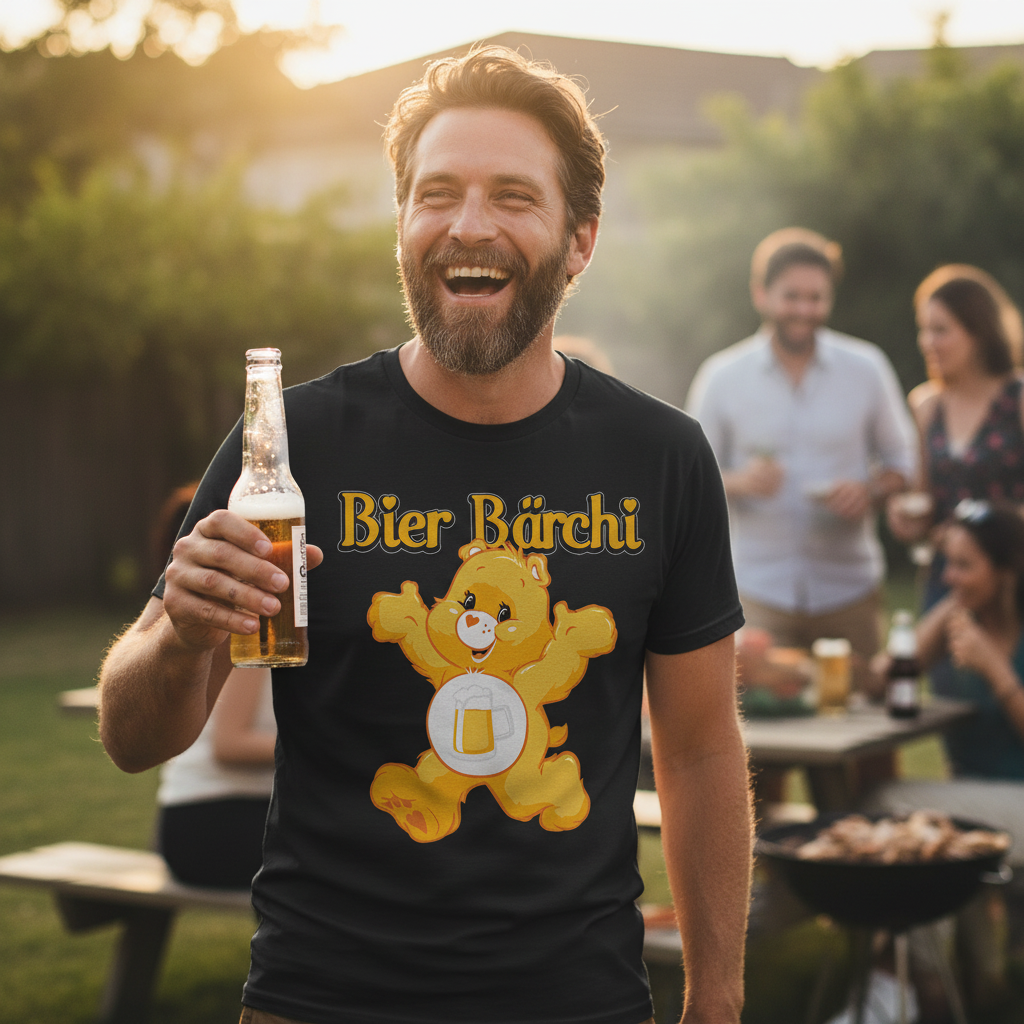 Bier Bärchi Glücksbärchi T-Shirt Herren - lustiges Bier Shirt - Bio Baumwolle