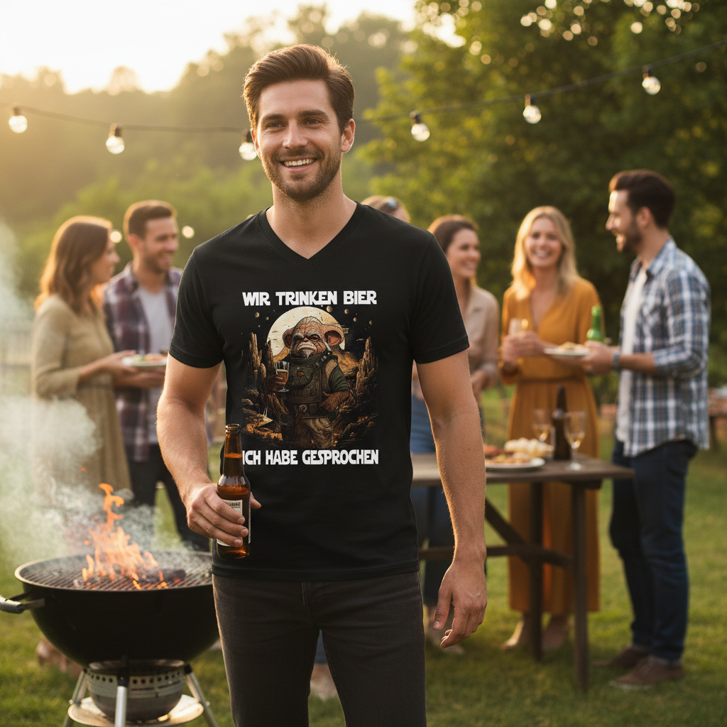 Wir trinken Bier ich habe gesprochen - Mandalorian - Herren V-Neck Shirt