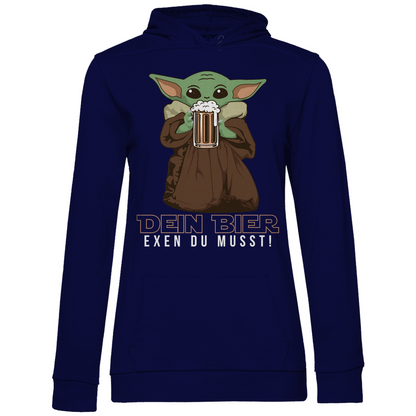 Dein Bier exen du musst Baby Yoda - Damen Hoodie Navy Blue