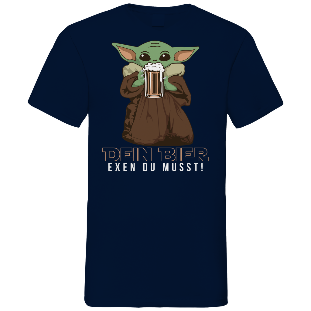 Dein Bier exen du musst Baby Yoda - Herren V-Neck Shirt Navy