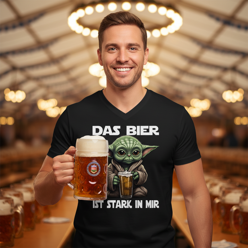 Das Bier ist stark in mir - Baby Yoda Grogu - Herren V-Neck Shirt