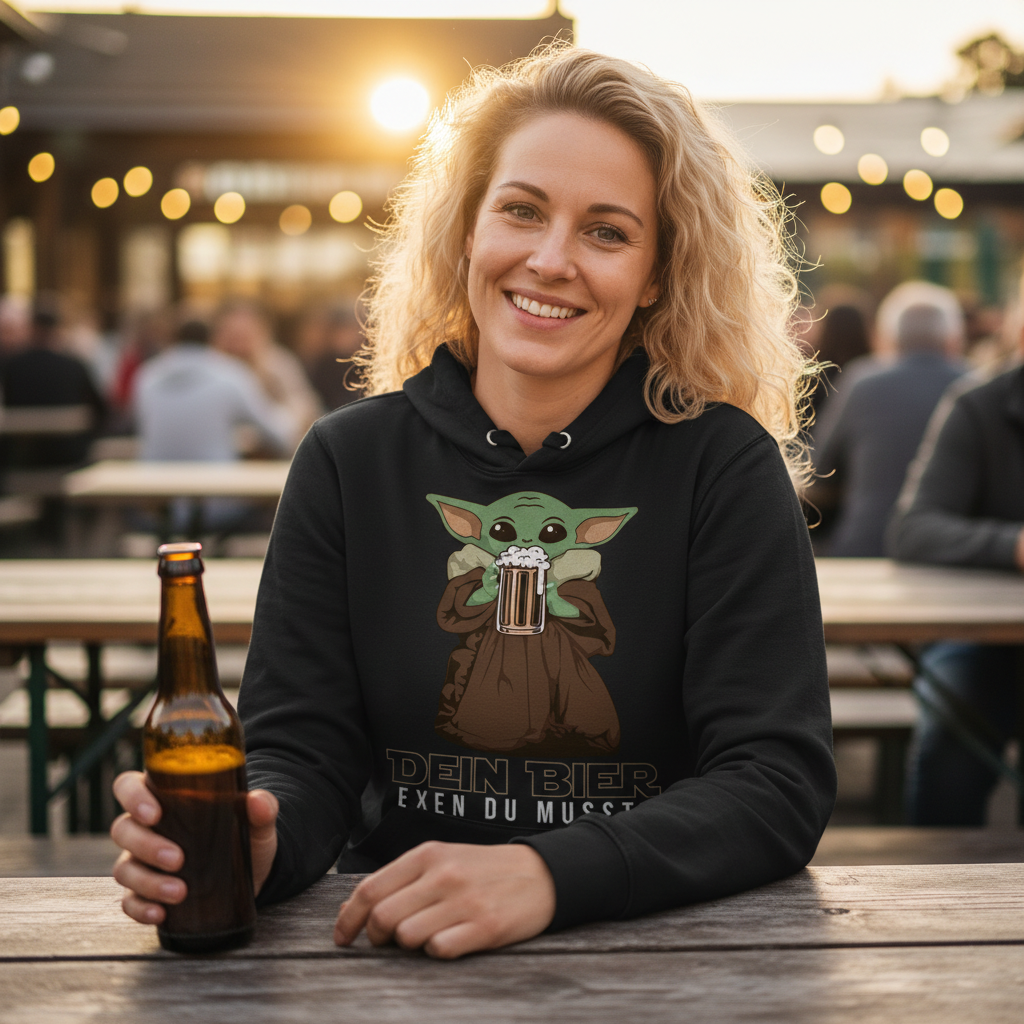 Dein Bier exen du musst Baby Yoda - Damen Hoodie