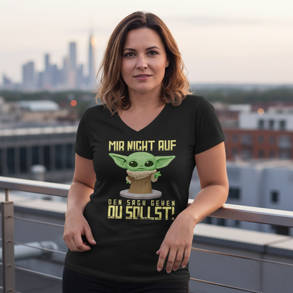 Mir nicht auf den Sack gehen du sollst Baby Yoda Grogu - V-Neck Damenshirt