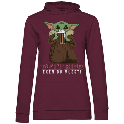 Dein Bier exen du musst Baby Yoda - Damen Hoodie Wine