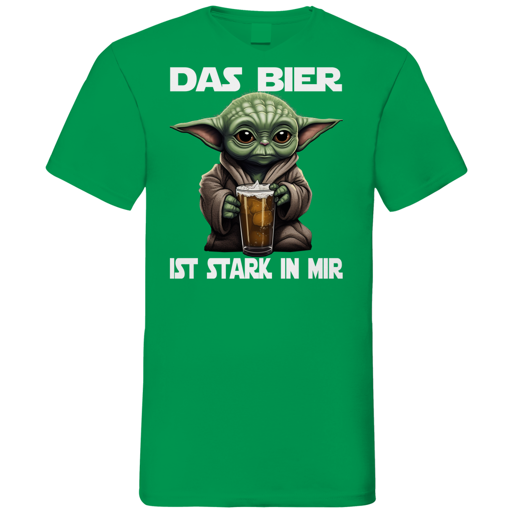 Das Bier ist stark in mir - Baby Yoda Grogu - Herren V-Neck Shirt Kelly Green