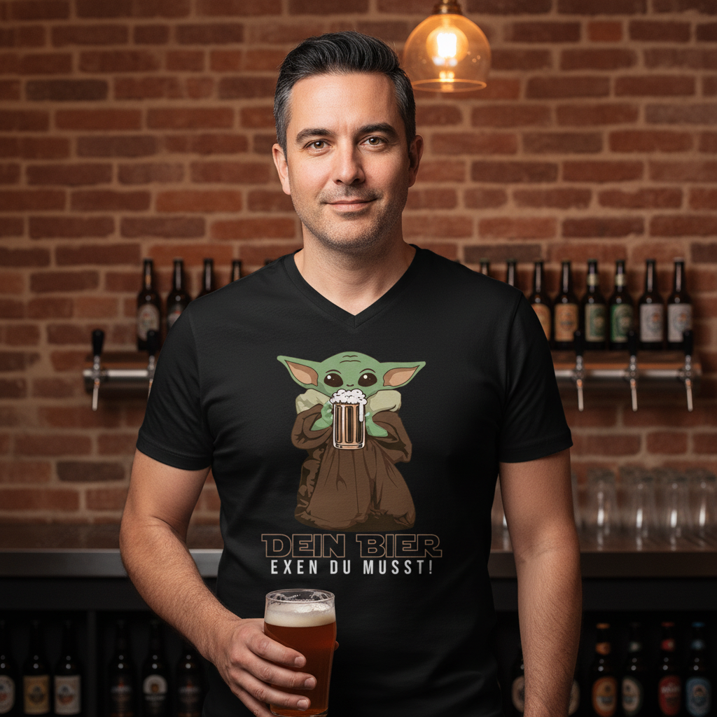 Dein Bier exen du musst Baby Yoda - Herren V-Neck Shirt