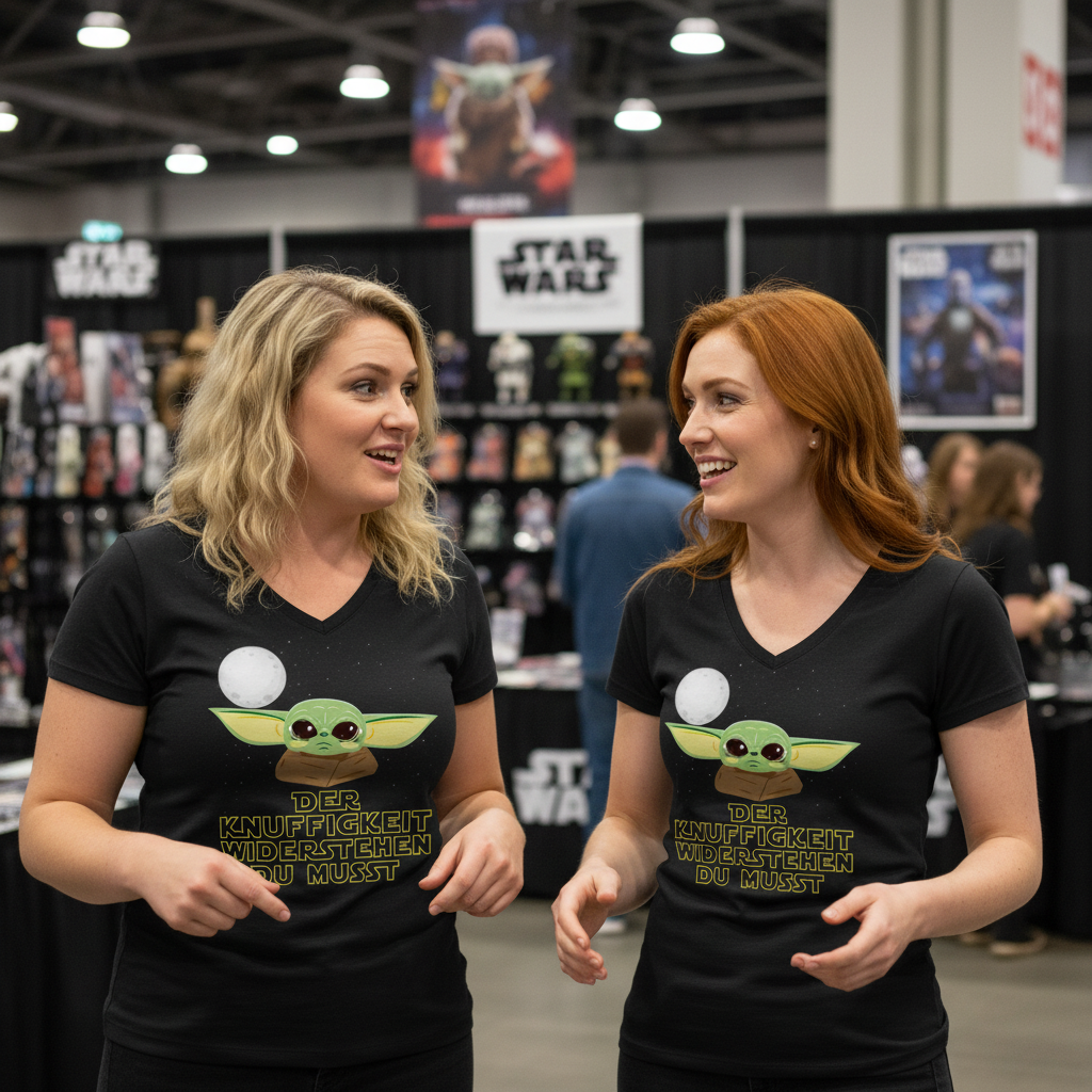 Knuffigkeit widerstehen - Baby Yoda Grogu - V-Neck Damenshirt
