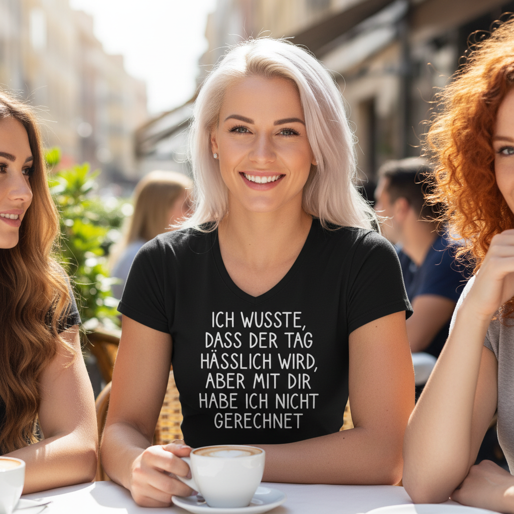 Ich wusste dass der Tag hässlich wird - V-Neck Damenshirt