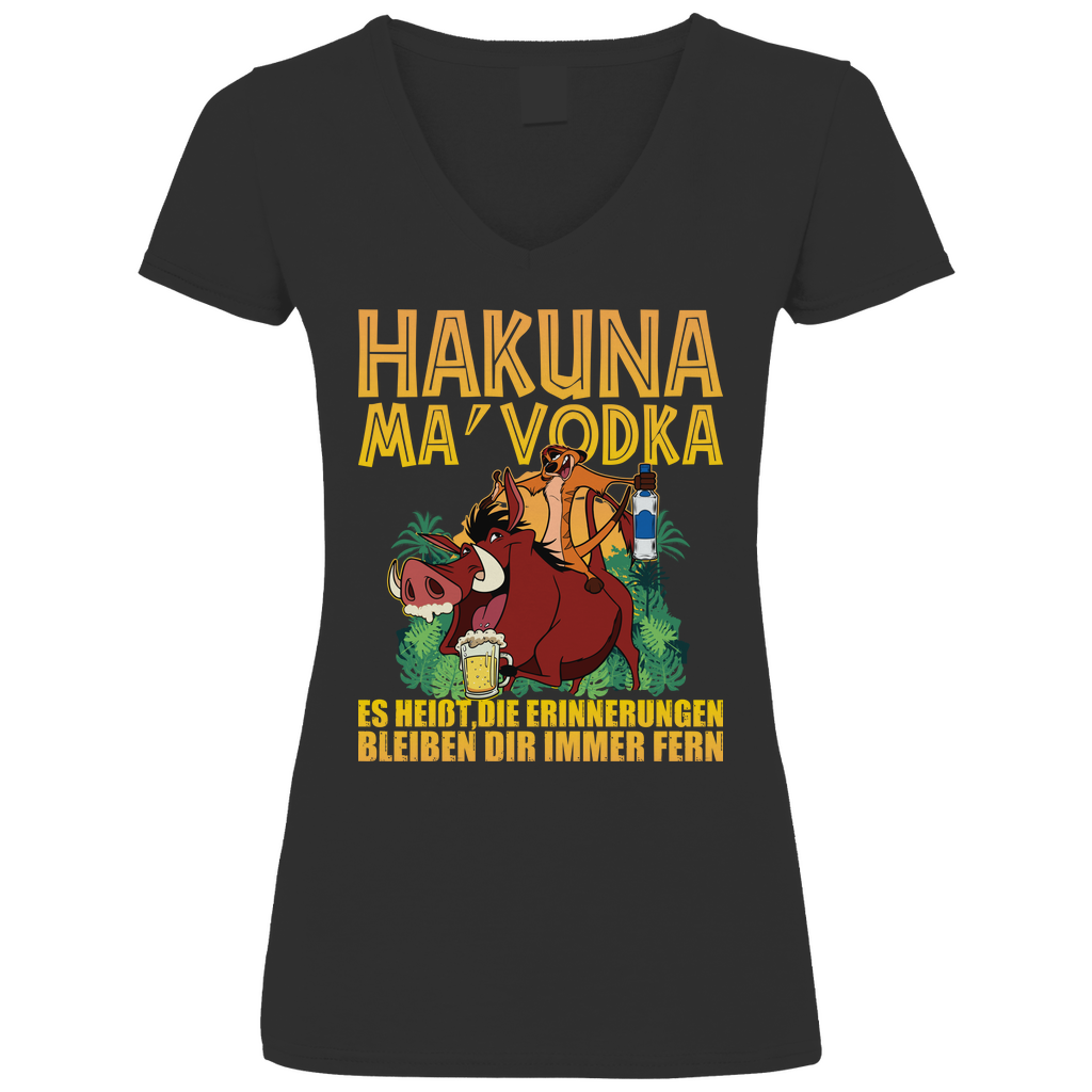 Hakuna Ma Vodka Timon und Pumbaa - V-Neck Damenshirt Black