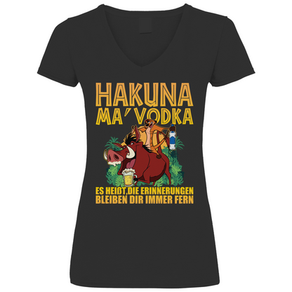 Hakuna Ma Vodka Timon und Pumbaa - V-Neck Damenshirt Black