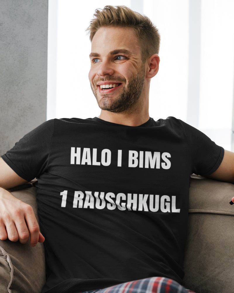 Herren Bio T-Shirt Halo I Bims 1 Rauschkugl lustiger Meme Spruch Party-Shirt