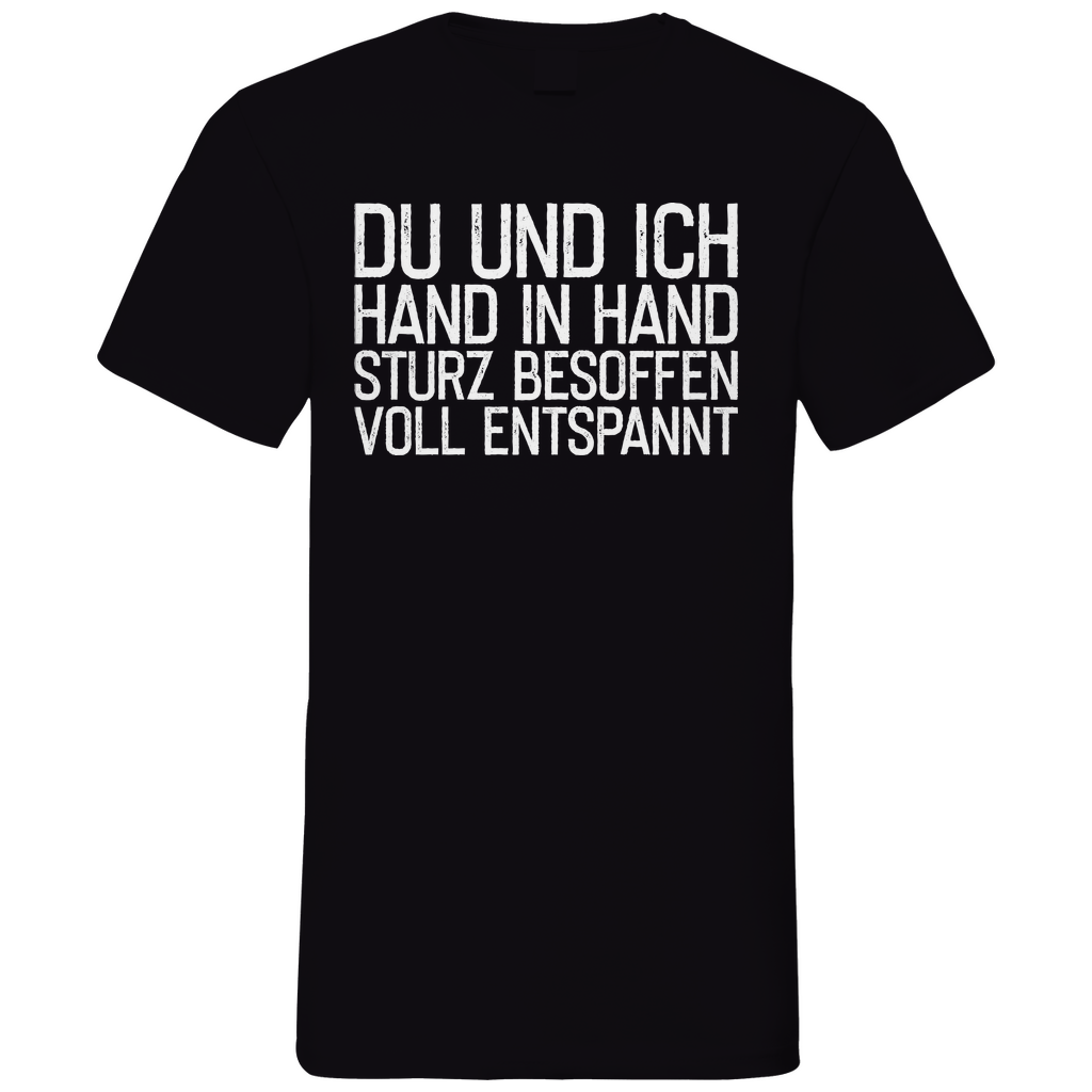 Du und ich Hand in Hand - Herren V-Neck Shirt Black